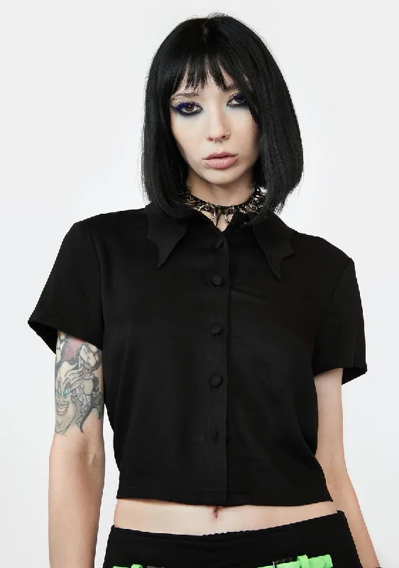 Trend Forward Threads Bat Wing Collar Blouse