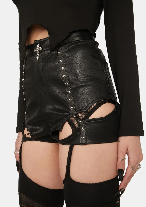 Casual Yet Stylish Separates Punk Vegan Leather Shorts