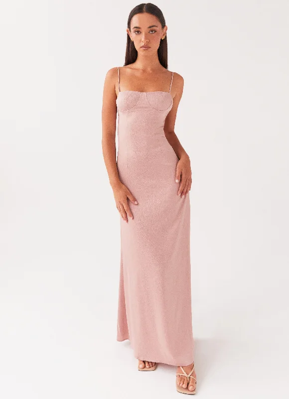 Feminine Soft - Hued Look Ella Bustier Maxi Dress - Mauve