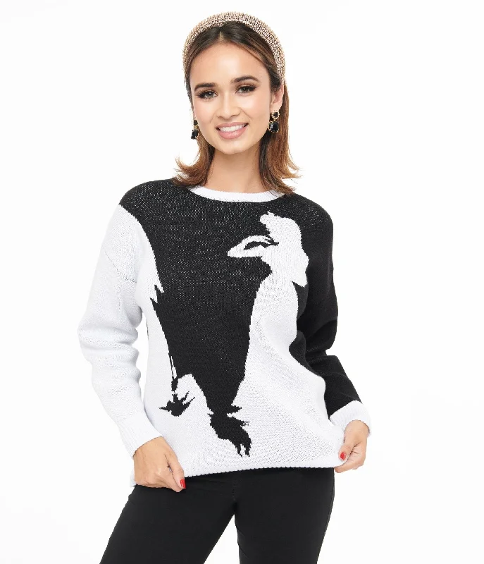 Casual Elegance Disney Princess collection by Unique Vintage Black & White Maleficent Aurora Sweater