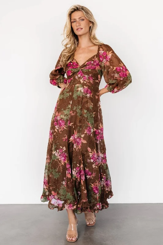 Chic Allure Estefania Maxi Dress | Brown Floral