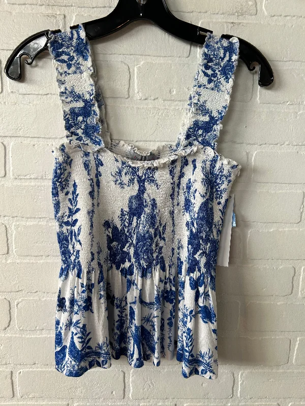 Top Sleeveless By Conditions Apply In Blue & White, Size: Xs