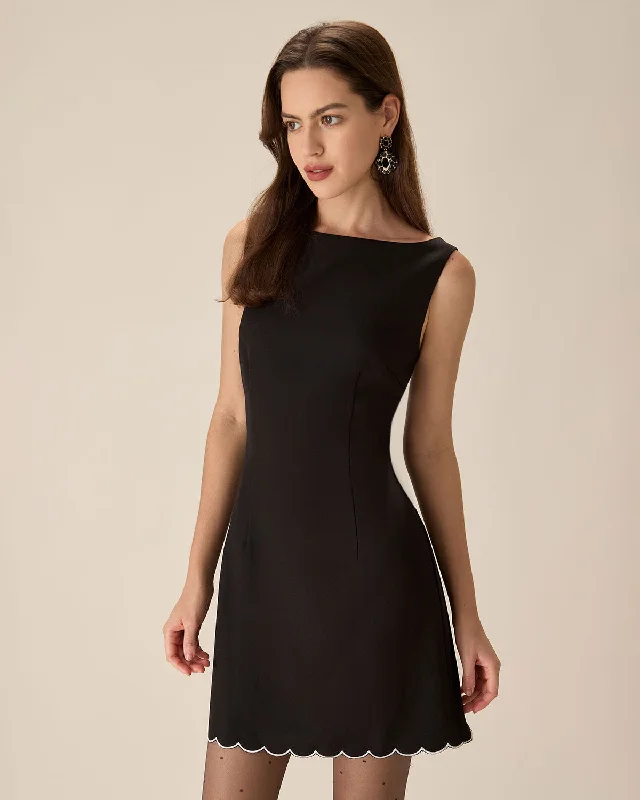 Latest Fashion Black Contrasting Sleeveless Mini Dress