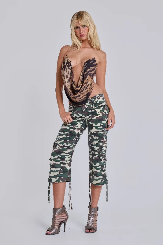 Fashion Forward, Function First Stella Camo Leopard Cargo Capri Trousers