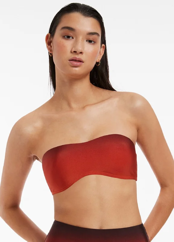 Limited Time Deal Oia Sunset Minimal Bandeau Bikini Top - Burnt Orange