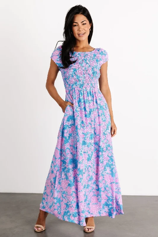 Mother's Day Special Tabitha Open Back Maxi Dress | Blue + Pink