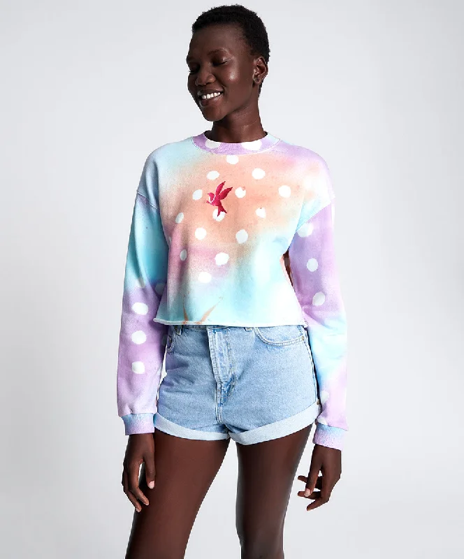 Everyday Fashion GRAFFITI TIE DYE CROPPED SWEAT