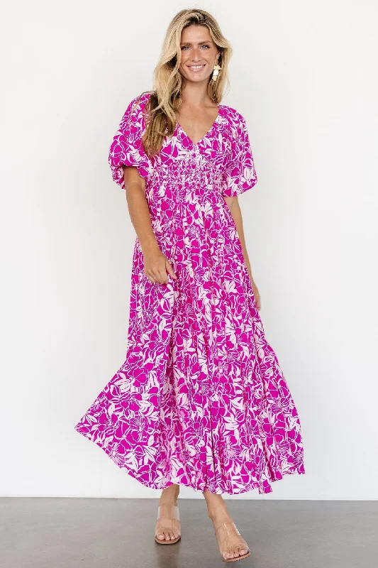 Evening Looks Elaine Maxi Dress | Magenta + White