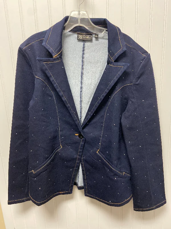 Blazer By Diane Gilman In Blue Denim, Size: Xl