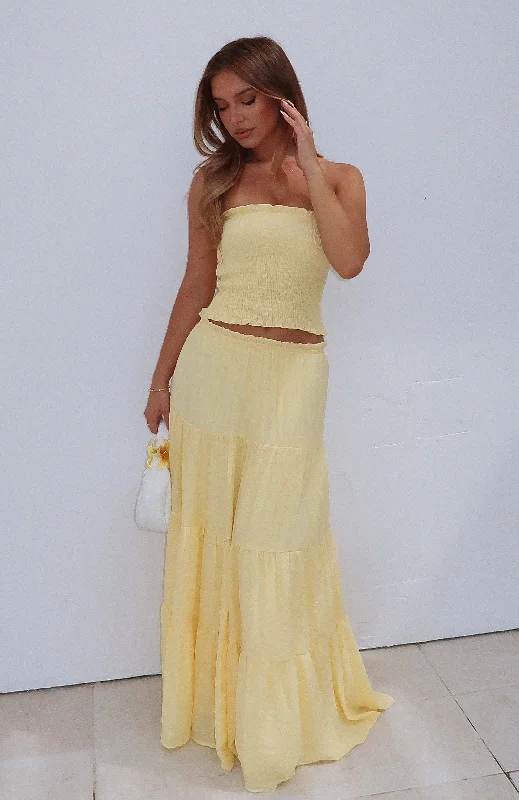 Stylish Savings Prove Me Right Maxi Skirt Lemon