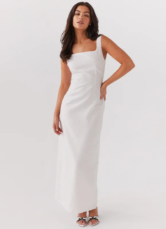 Limited Time Deal Melina Linen Maxi Dress - White