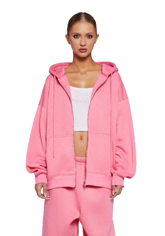 Alluring Design Indulge Me Zip-Up Hoodie - Pink