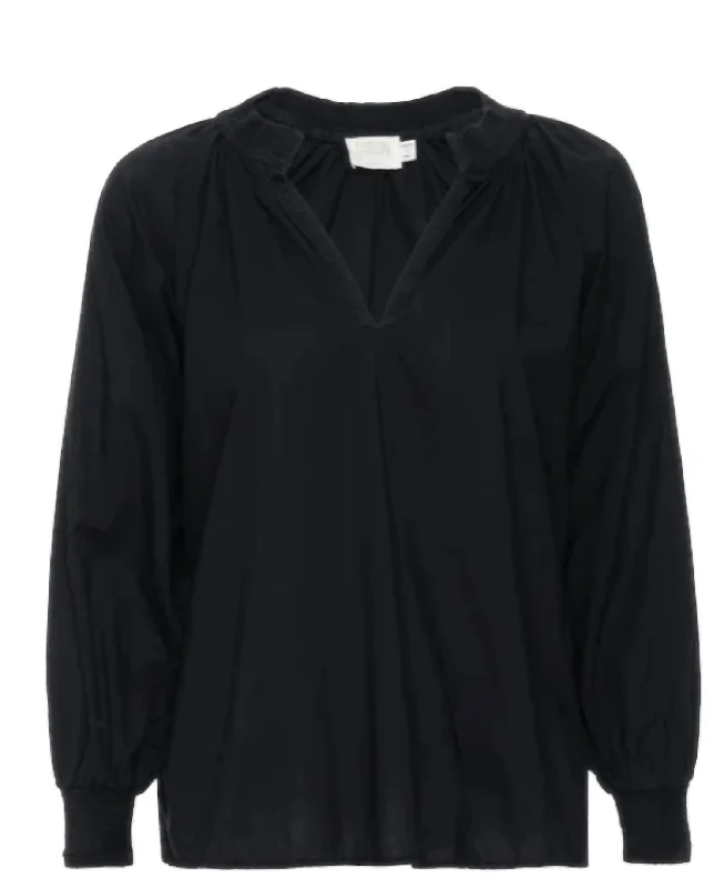 Fresh Styles, Fresh Deals Estelle Peasant Blouse In Jet Black