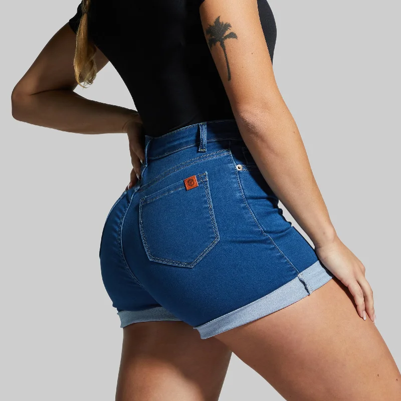 Alluring Design FLEX Stretchy Mom Jean Short (Mid Wash)