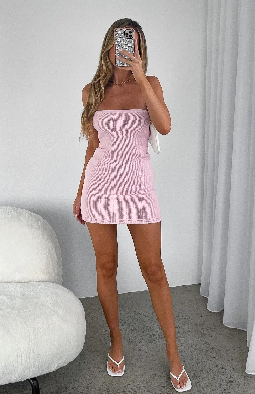 Latest Trends Almost Everyday Strapless Knit Mini Dress Baby Pink