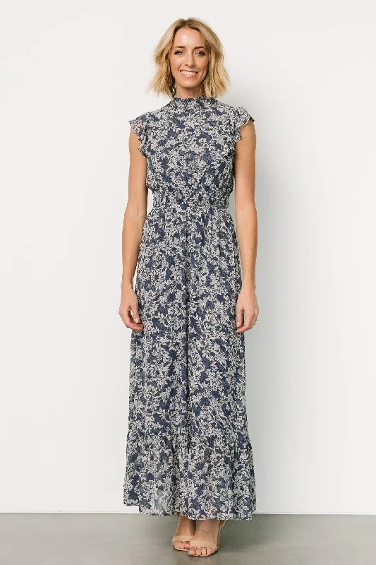 Clearance Sale Kearny Ruffle Maxi Dress | Slate Print