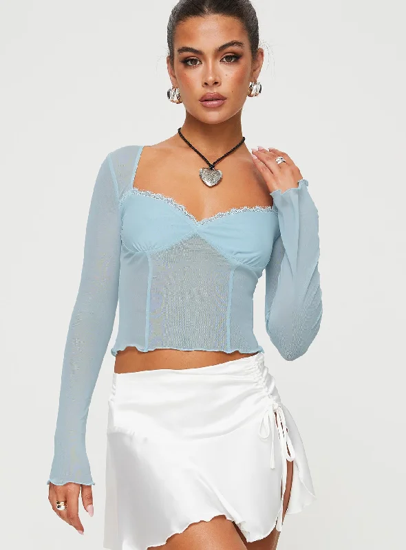 Coastal Beach - Inspired Style Judeth Long Sleeve Top Blue