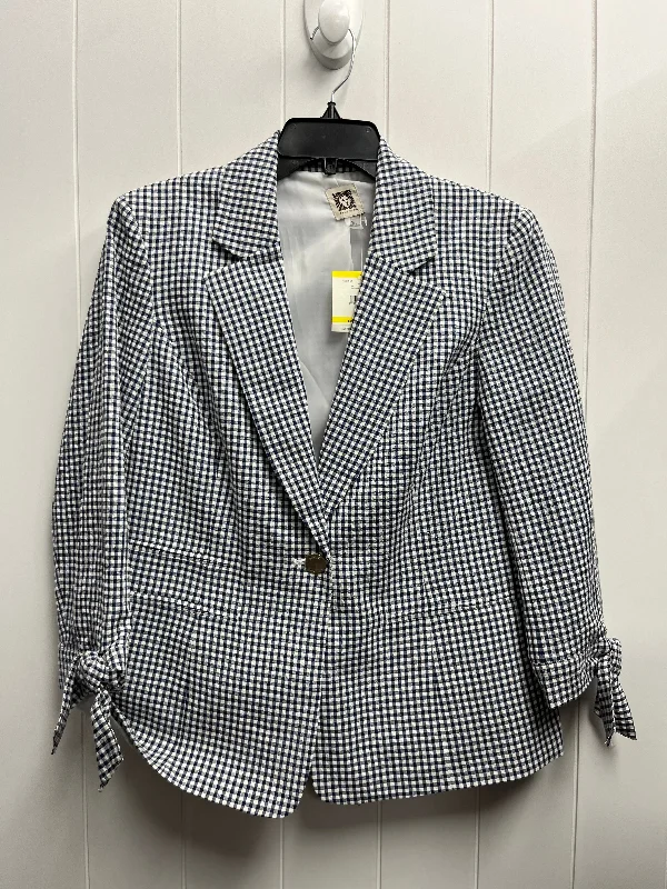 Blazer By Anne Klein In Blue & White, Size: M