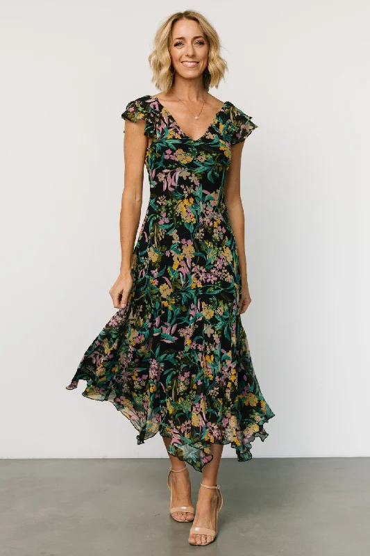 Luxury Comfort Alisa Maxi Dress | Black Floral