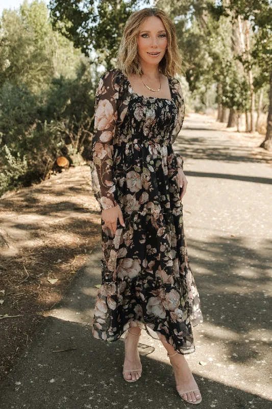 End Of Season Sale Adeline Smocked Maxi Dress | Midnight Floral