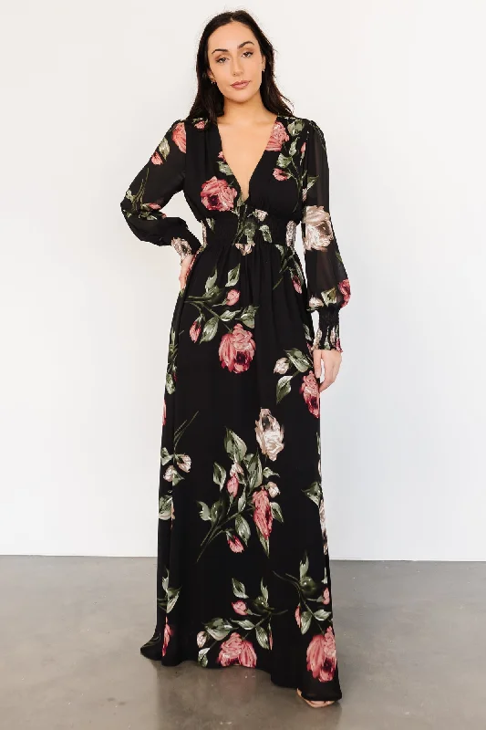 Exclusive Deals Online Olivia Maxi Dress | Black Rose Floral