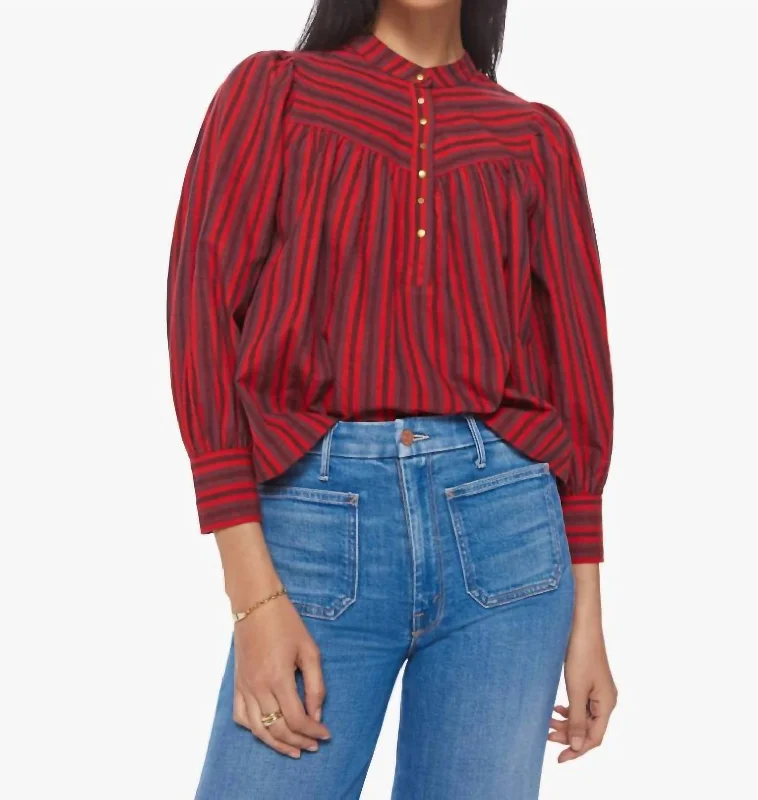 Fashion Sale The Toss Up Cotton Blouse In Sun Down Stripe