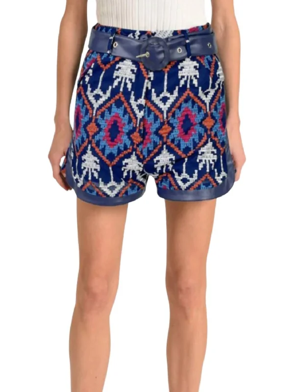 Versatile Wardrobe Essentials Kimberly Embroidered Shorts In Navy Multi