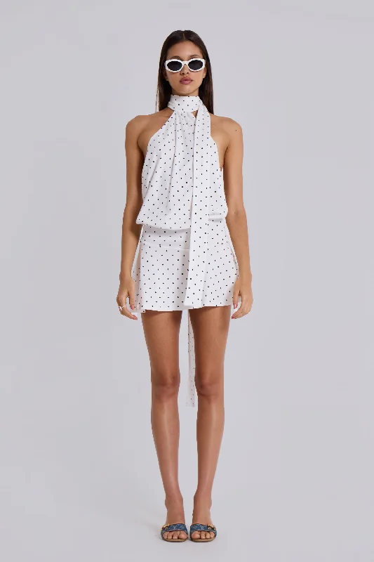 Seasonal Fashion Enya Backless Mini Dress in Polkadot