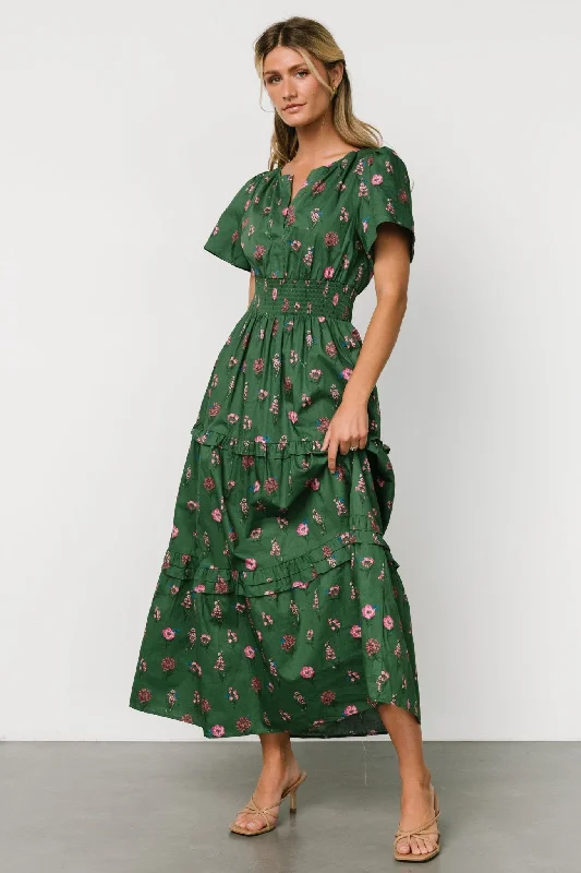 Designer Wear On Sale Kiana Poplin Maxi Dress | Green + Pink