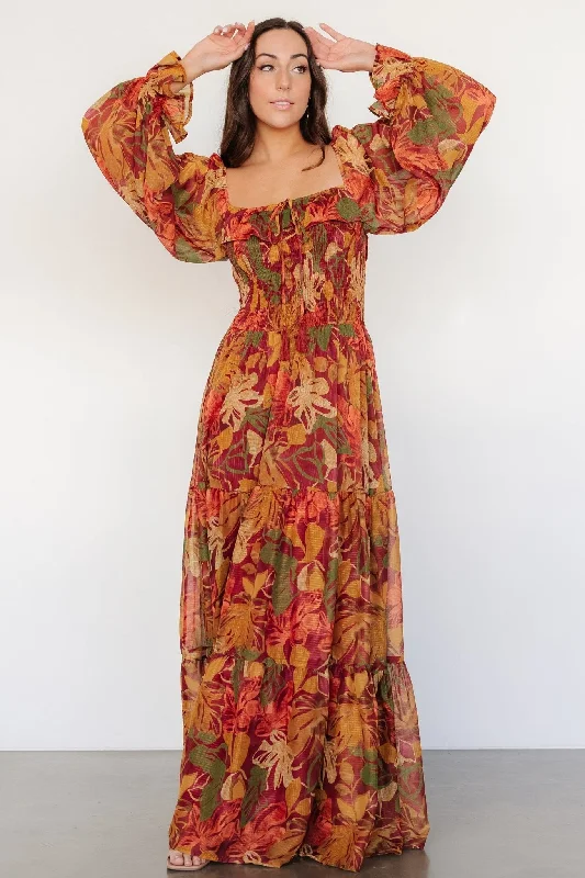 Exclusive Discount Isadora Tiered Dress | Rust Multi Floral