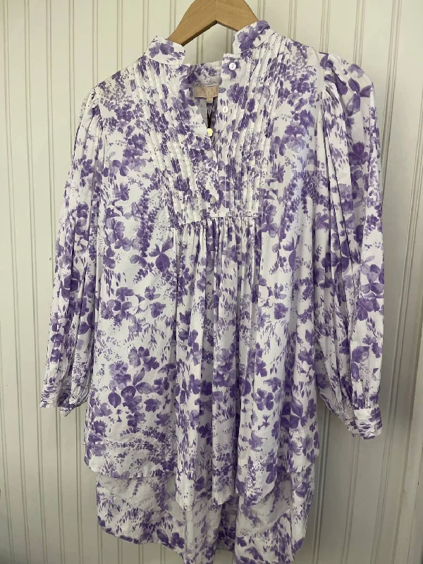 Wardrobe Update Poplin Blouse In Lilac Flowers