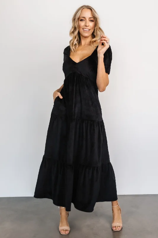 Final Clearance Kenli Velvet Maxi Dress | Black