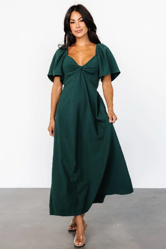 Trendy Styles Indie Back Tie Dress | Dark Green