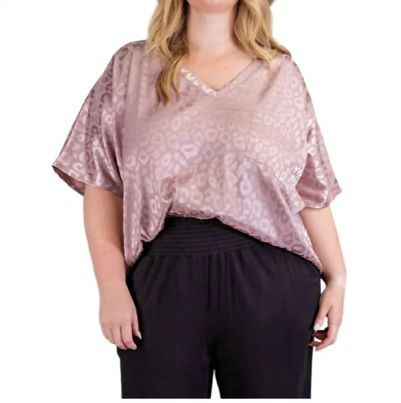 Comfort Centric Apparel V-Neck Flowy Blouse In Pink