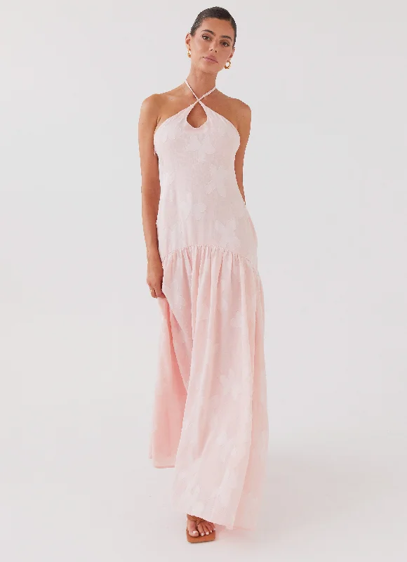 Lighten Up With Nordic Styles Blushed Cross Neckline Maxi Dress - Pink Petal