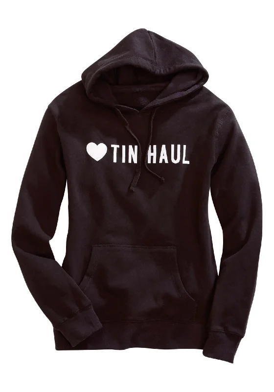 Sophisticated Fashion Tin Haul Womens Black Cotton Blend Love Screenprint Hoodie