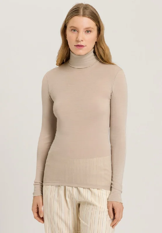 Big Savings Woolen Silk - Long-Sleeved Turtleneck Top