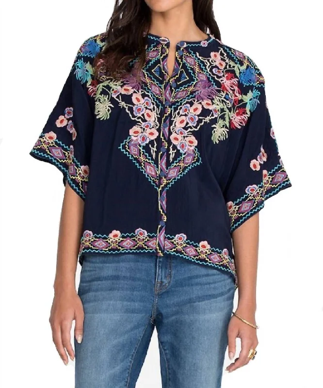 Earthy Tones Tuscany Blouse In Blue Night