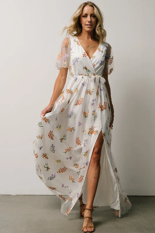 Stylish Spring Fashion Marseille Embossed Maxi Dress | Meadow Floral