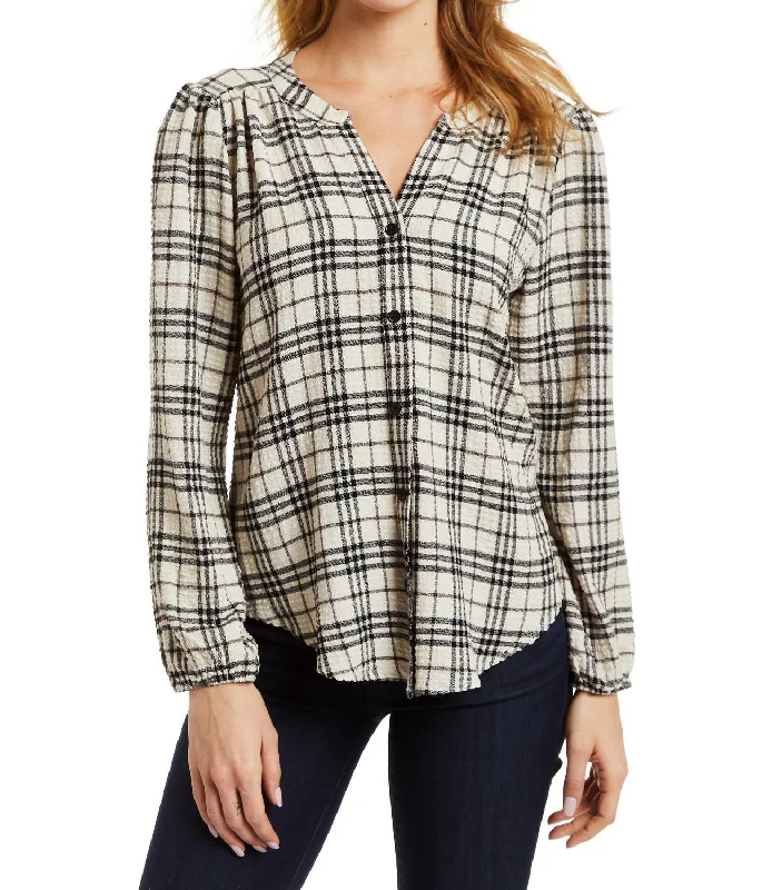 Versatile Wardrobe Essentials Jalen Plaid Blouse In Cream