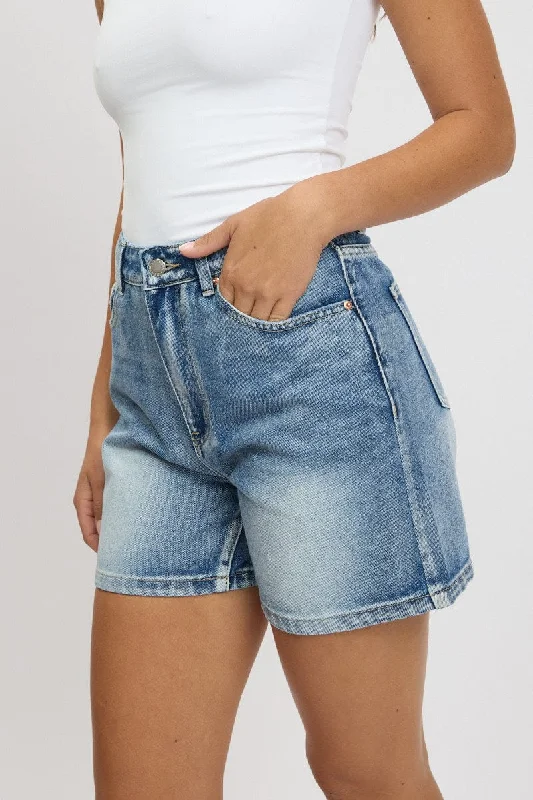 Chic And Edgy Denim Relaxed Shorts High Rise