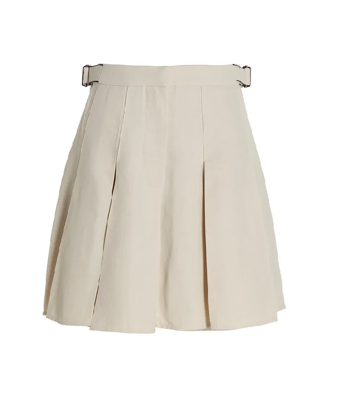 Everyday Wear Brunello Cucinelli Women's Buckle Detailed Pleated Skirt In White