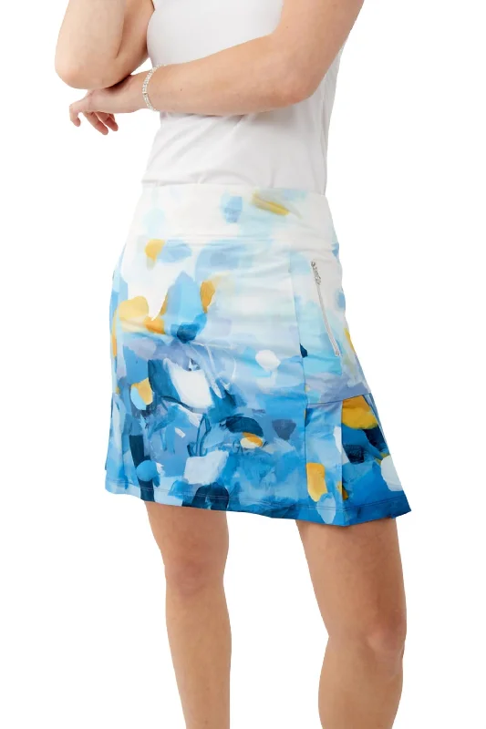 Free Spirited Fashion Brush Stroke Mini Skirt In Blue Dreams