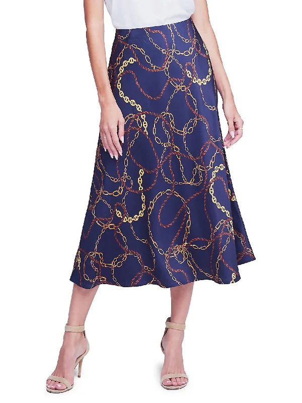 Save On Classic Elegant Styles Clarisa Midi Skirt In Navy