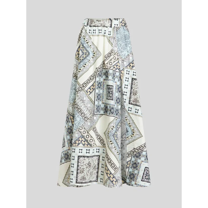 Evening Looks Cotton Skirt With Patchwork Pattern