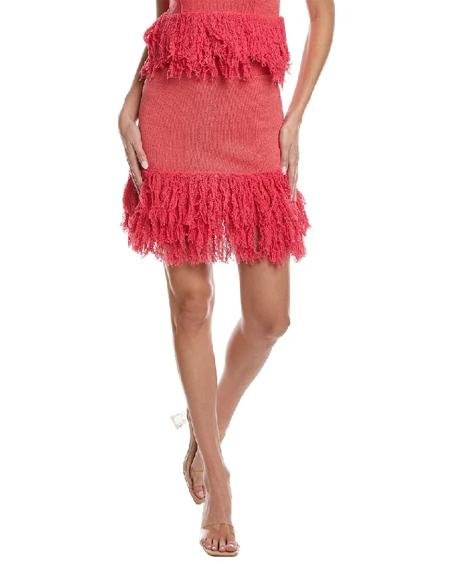 Premium Quality Garments JoosTricot Fringe Linen-Blend Mini Skirt