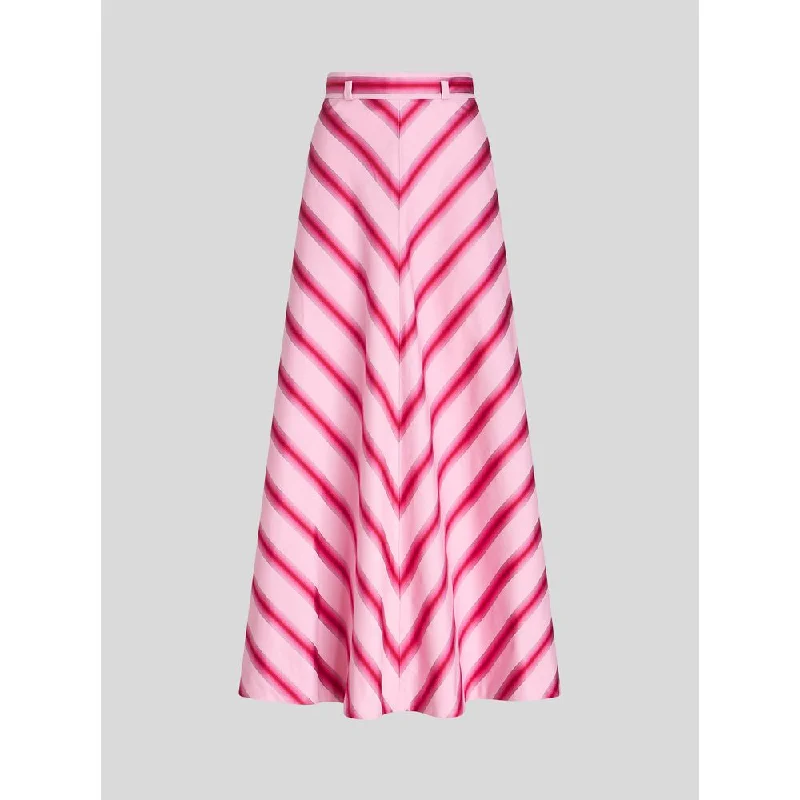 Save Big Long Skirt With Diagonal Stripes