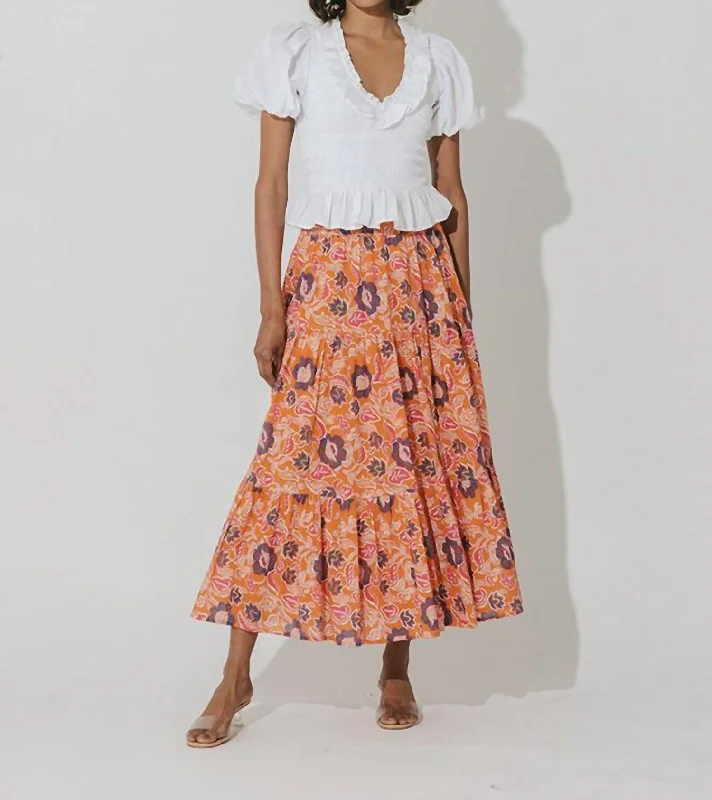 Classic Charm Masina Ankle Skirt In Orange