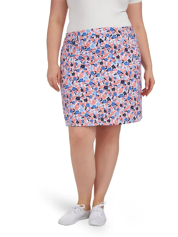 Effortless Sophistication Plus Womens Above Knee Floral Print Skort