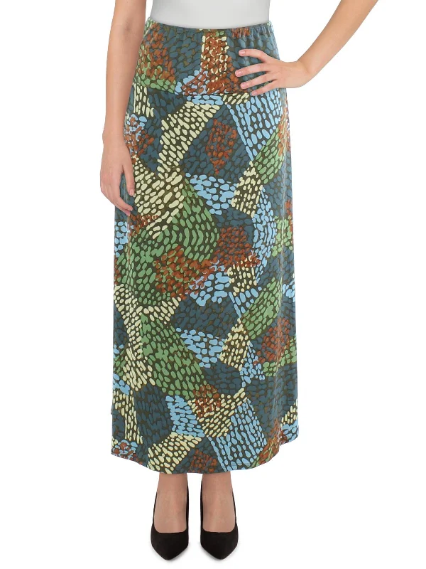 Casual Wear Plus Womens Printed Long Midi Skirt